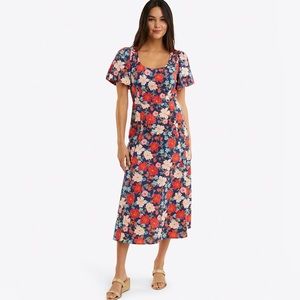 Draper James Floral Midi Dress - Blue and Red